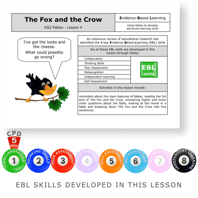 The Fox and the Crow - Fable - KS2 English Evidence Based Learning lesson
