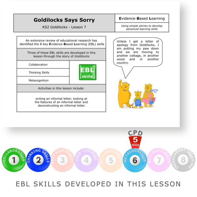 Goldilocks Says Sorry - KS2 English Evidence Based Learning lesson